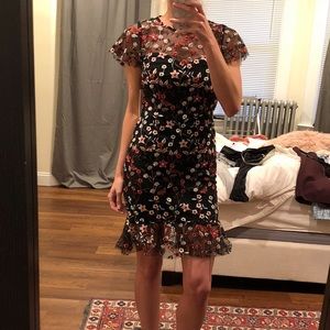 Aqua floral appliqué mesh dress - S